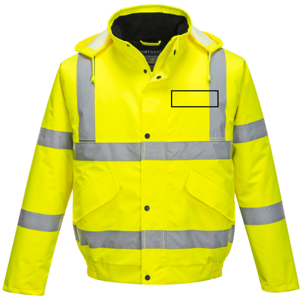 Hi-Vis Bomber Jacket Pockets Sewn LB REAR Clothes That Work