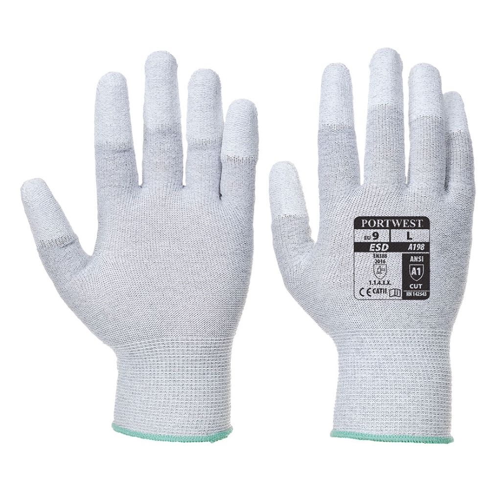 Antistatic PU Fingertip Glove A198 Grey