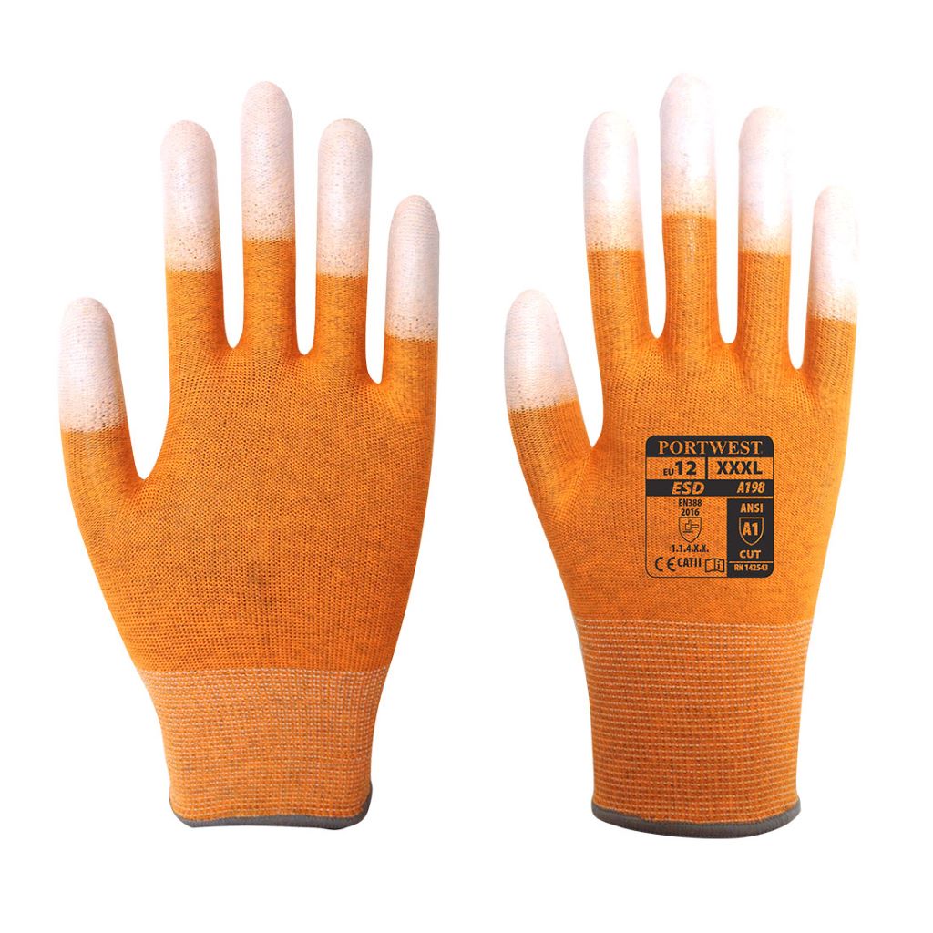 Antistatic PU Fingertip Glove A198 Orange