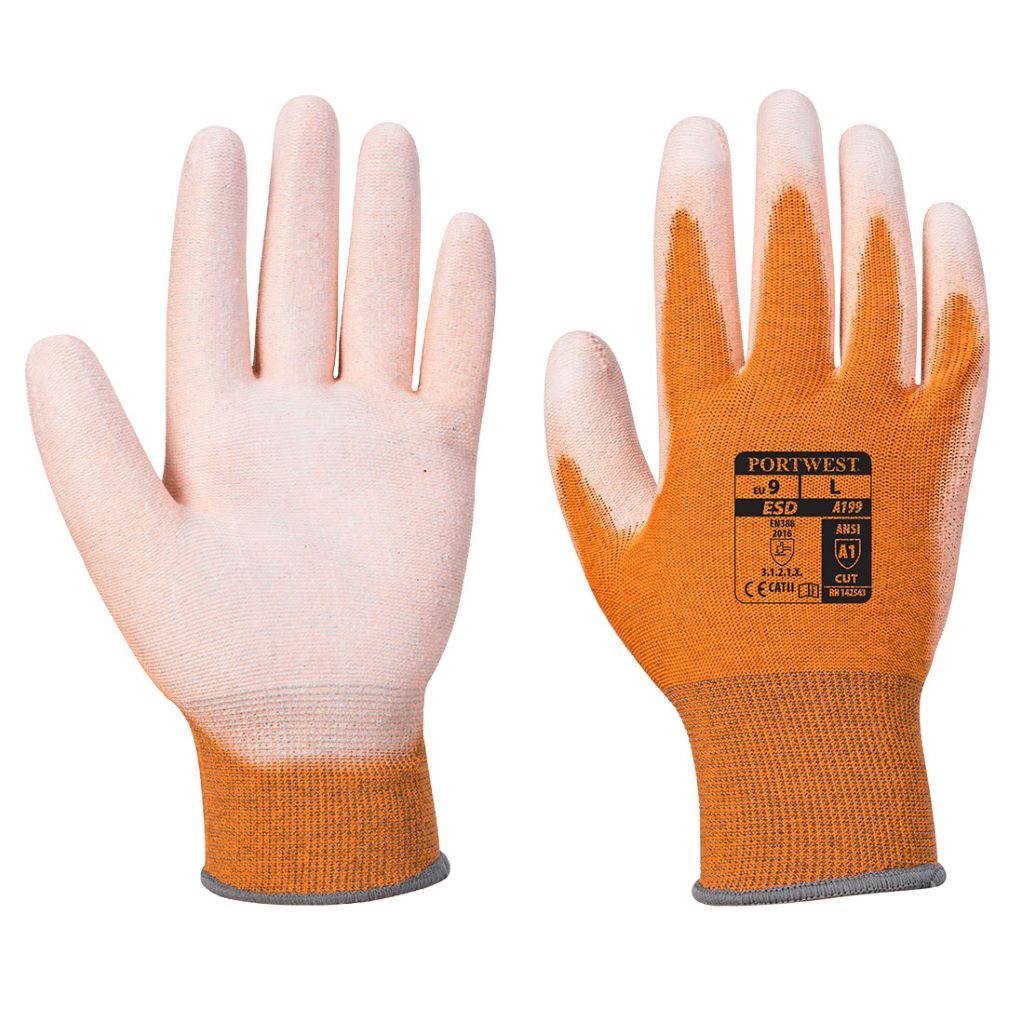 Antistatic PU Palm Glove A199 Orange