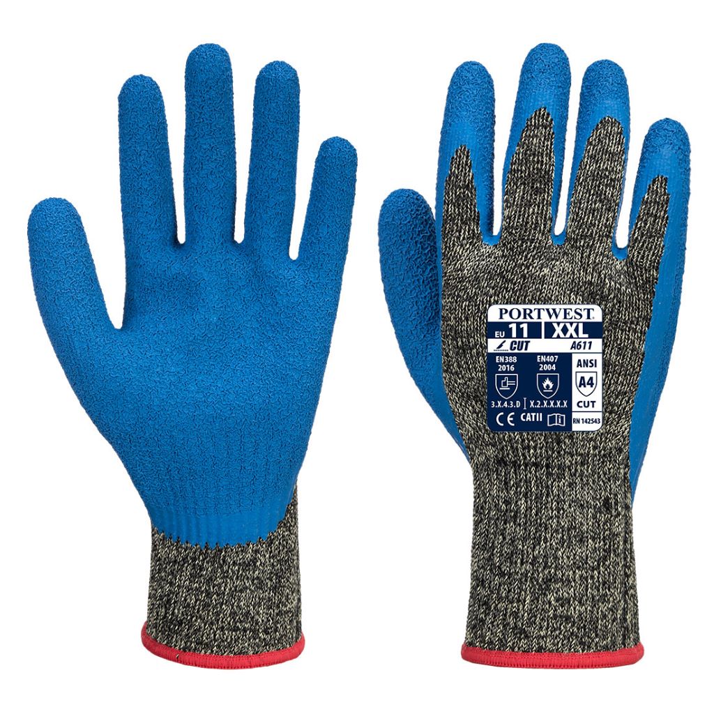 Aramid HR Cut Latex Glove A611 Black/Blue