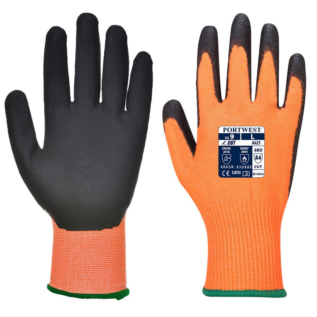 Vis-Tex PU Cut Resistant Glove A625 OrangeBlack