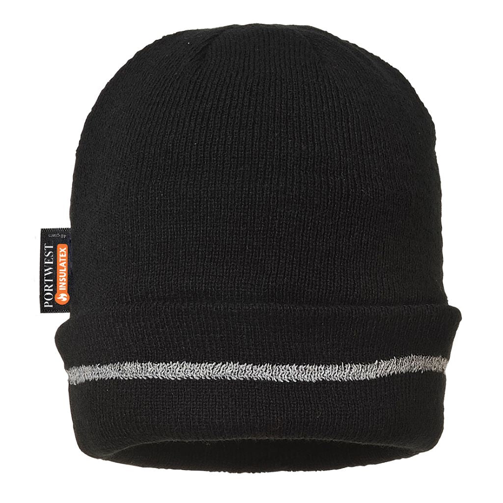 Knitted Hat Reflective Trim B023 Black