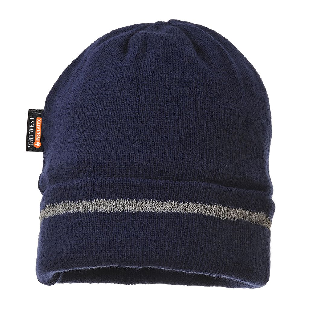 Knitted Hat Reflective Trim B023 Navy