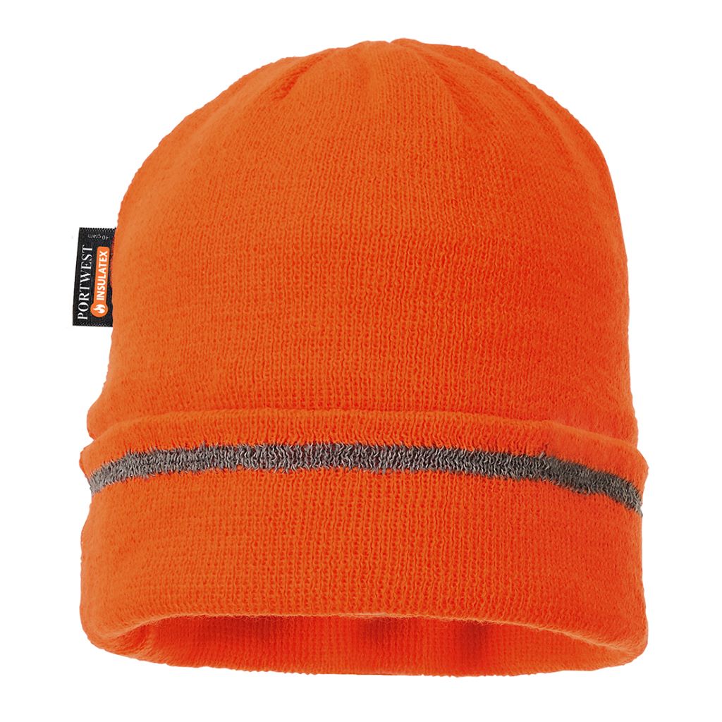 Knitted Hat Reflective Trim B023 Orange