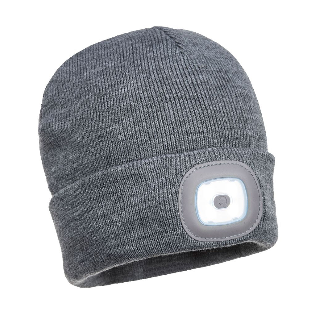 Rechargeable Twin LED Beanie B028 Grey