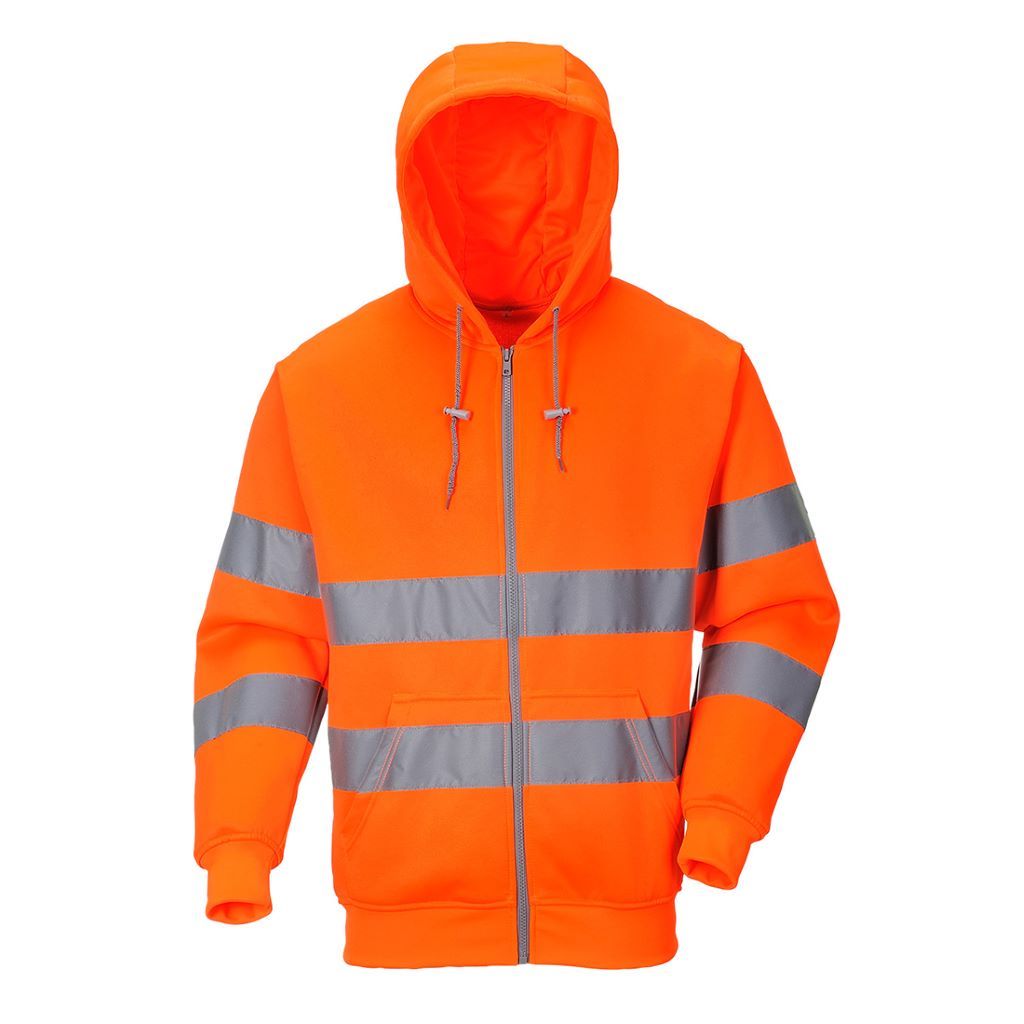Hi-Vis Zip Front Hoodie B305 Orange