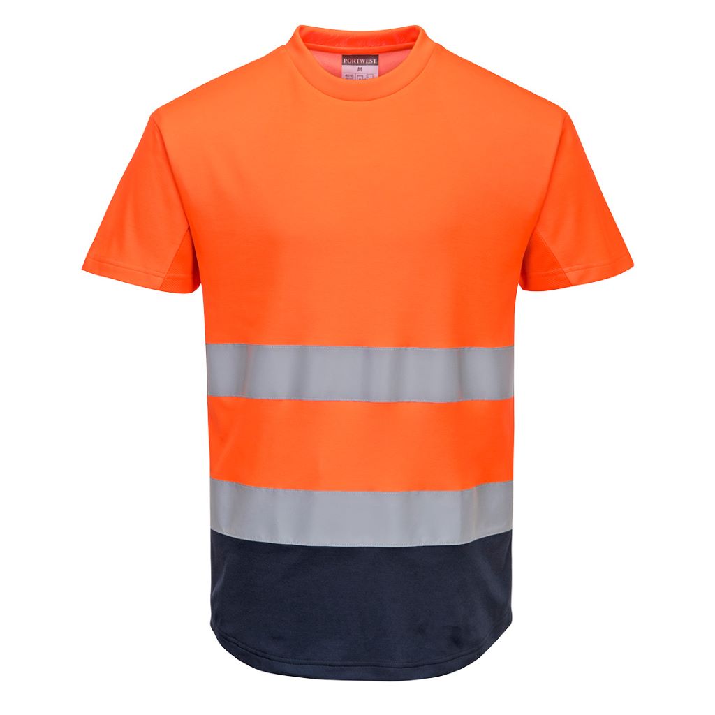 Hi-Vis 2-Tone Mesh T-Shirt C395 OrangeNavy