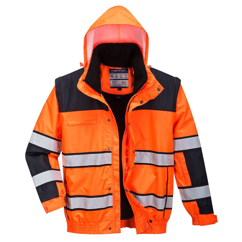 Hi-Vis Classic Bomber C466 OrangeBlack
