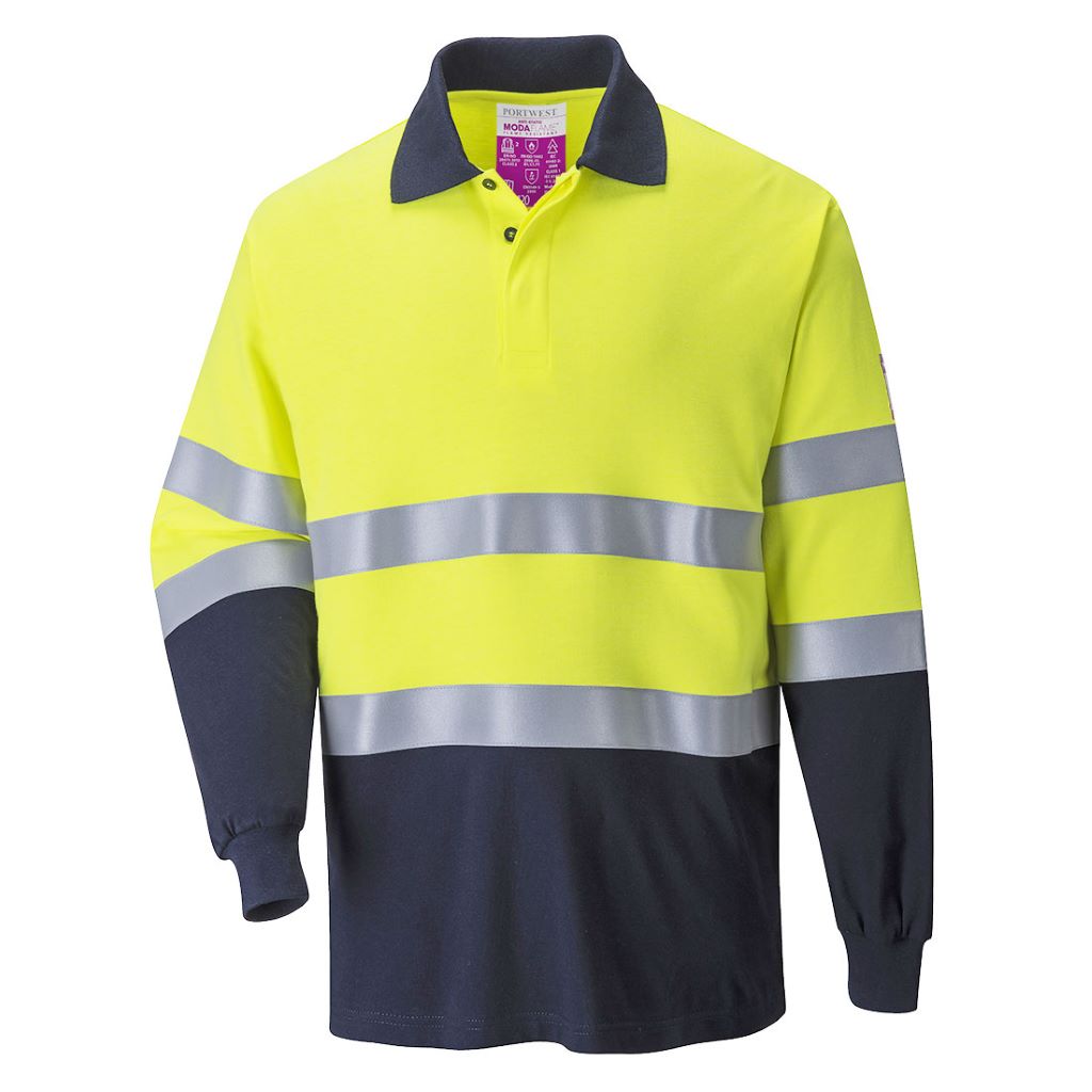 FR Hi-Vis 2-Tone Polo Shirt FR74 YellowNavy