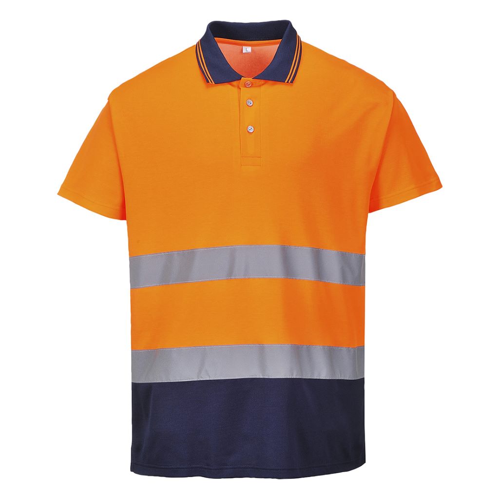 2-Tone Cotton Comfort Polo S174 OrangeNavy