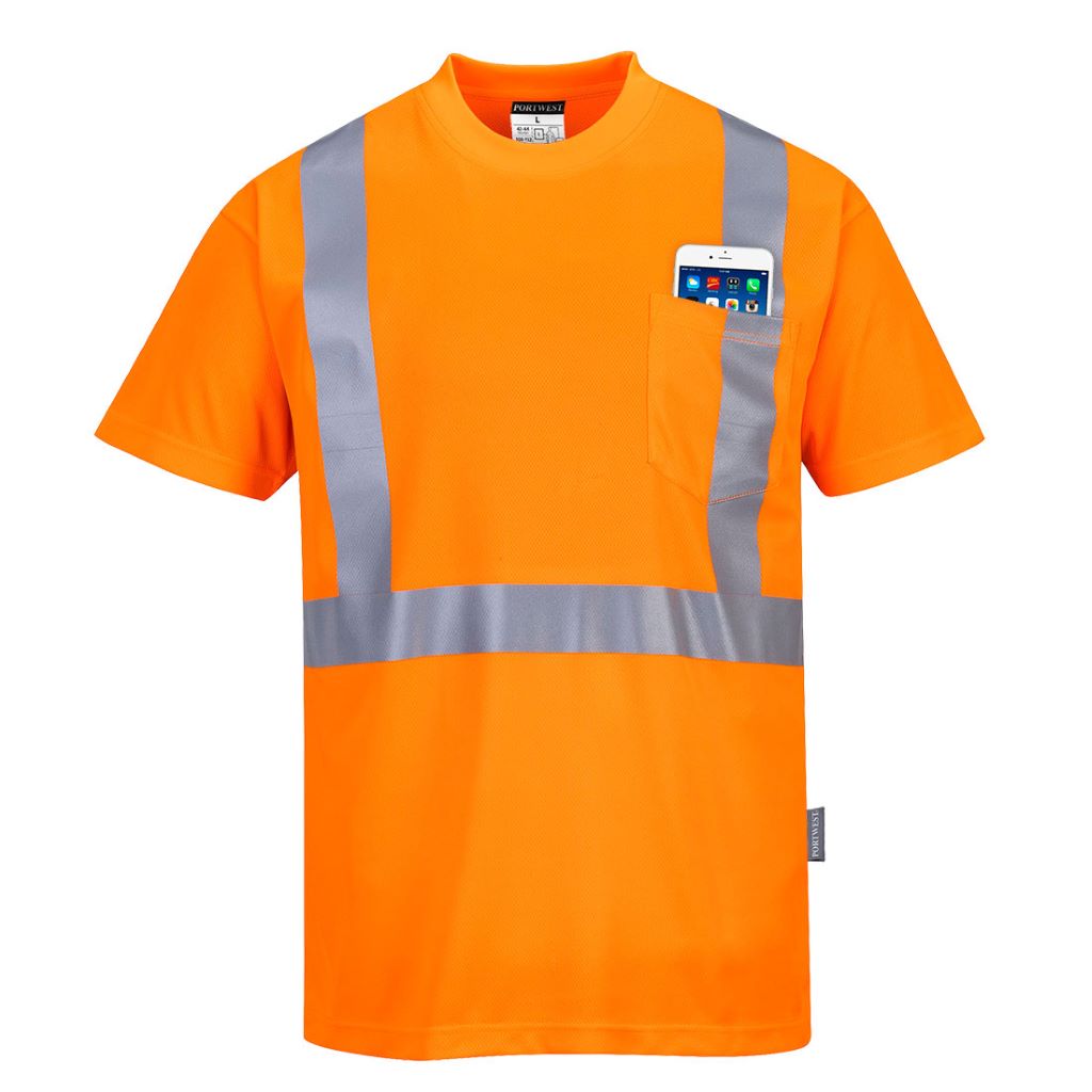 Hi-Vis Pocket T-Shirt S190 Orange