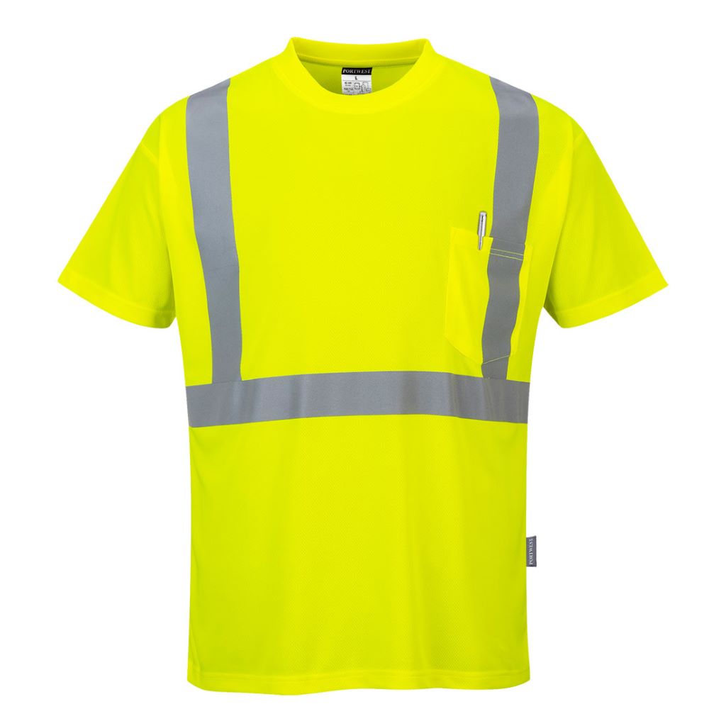Hi-Vis Pocket T-Shirt S190 Yellow