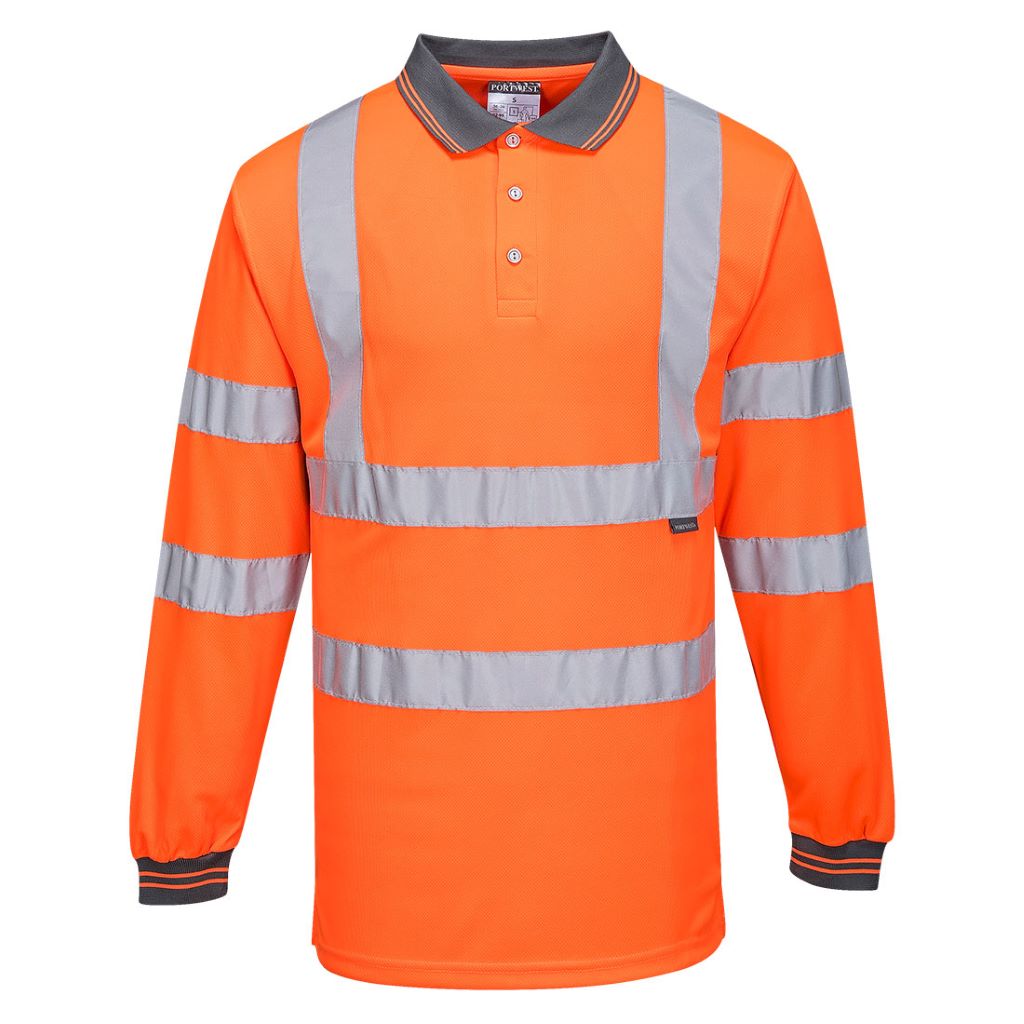 Hi-Vis Polo Shirt  L/S S277 Orange