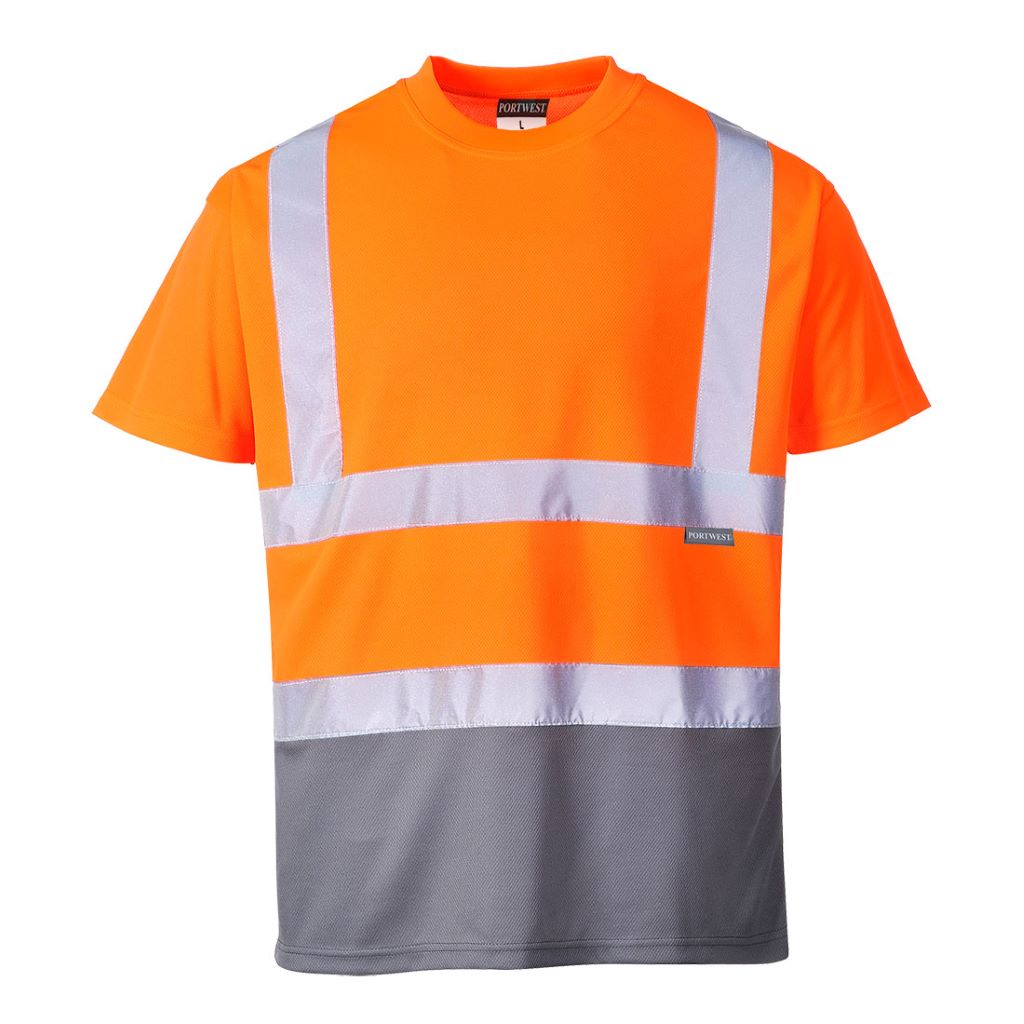 Hi-Vis 2-Tone T-Shirt S378 OrangeGrey