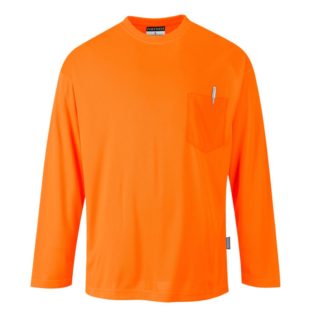 Long Sleeve Pocket T-Shirt S579 Orange
