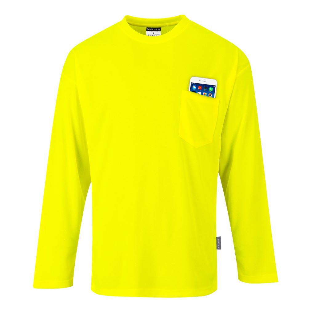 Long Sleeve Pocket T-Shirt S579 Yellow