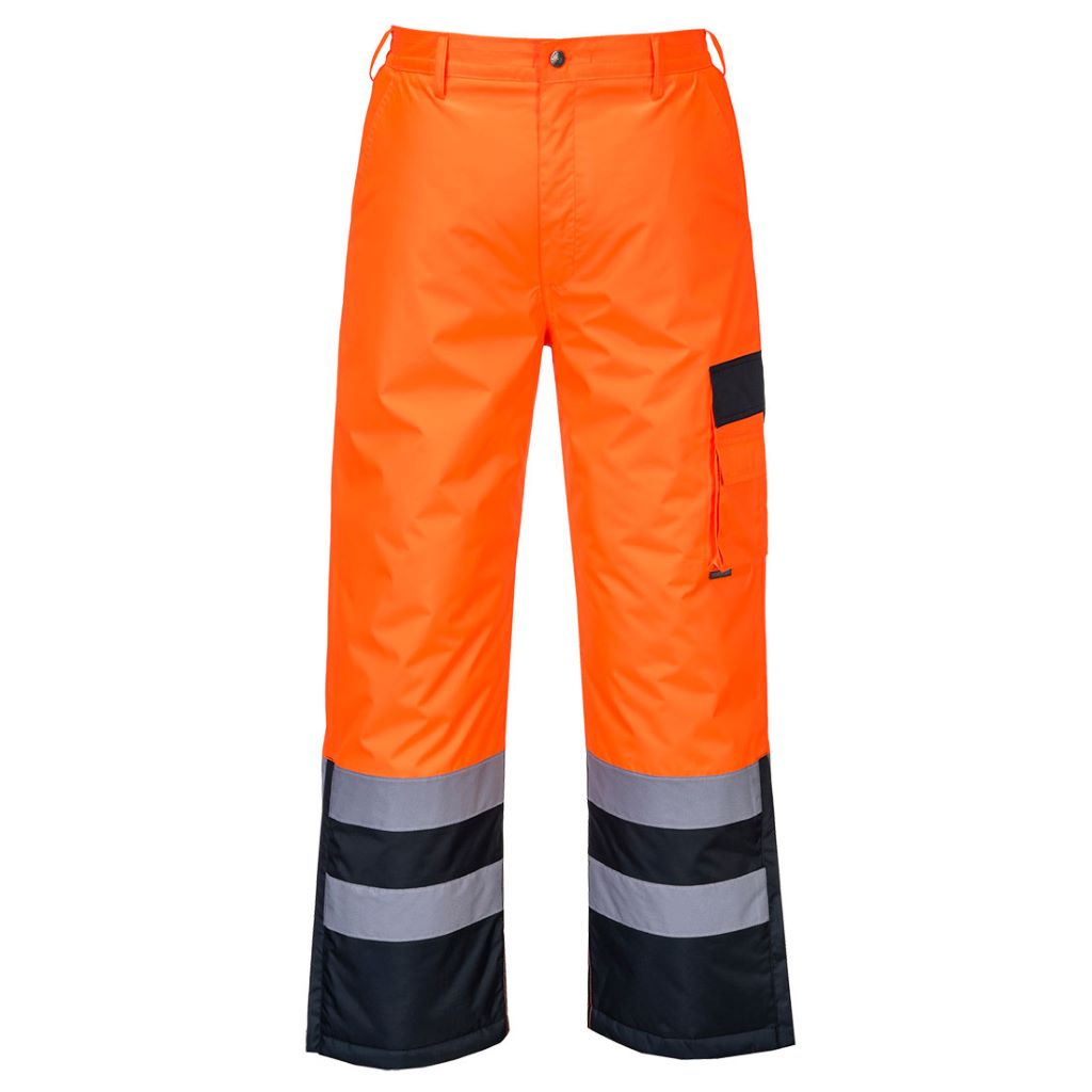 Hi-Vis Lined Contrast Trousers S686 OrangeNavy