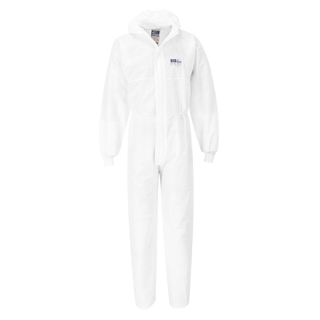 SMS Knit Cuff Coverall  (50pc) ST35 White