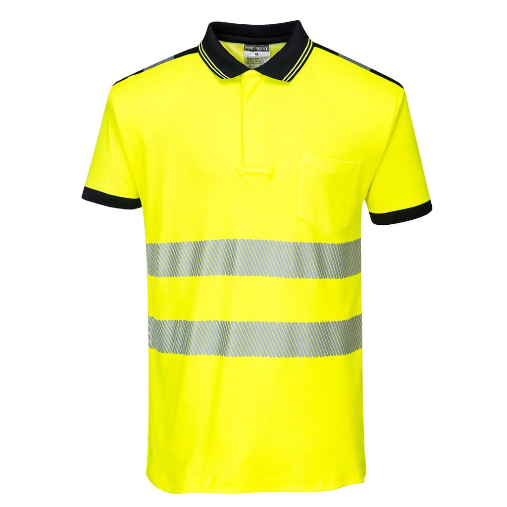 PW3 Hi-Vis Polo Shirt  S/S T180 YellowBlack