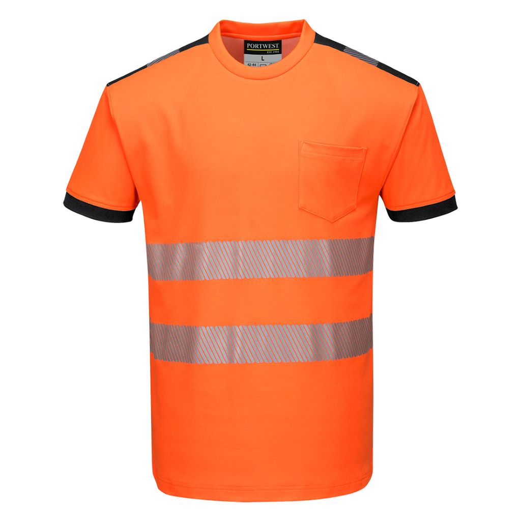 PW3 Hi-Vis T-Shirt  S/S T181 OrangeBlack